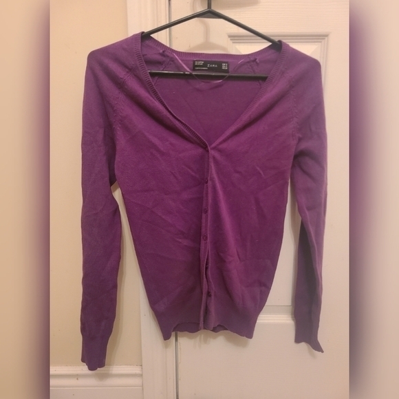 Zara Cardigan Purple Basic  Pullover Sweater Size Small‎ - Picture 2 of 4
